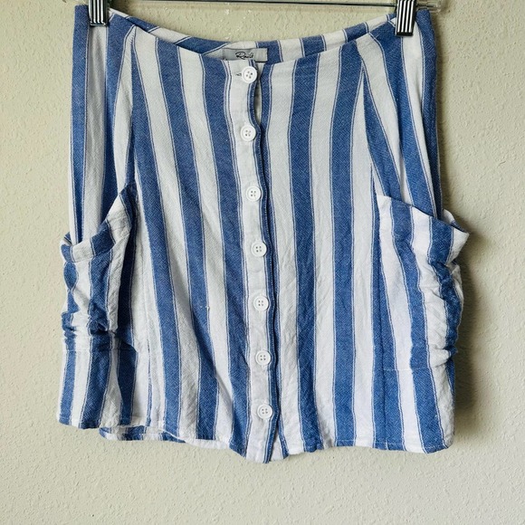 Rails Willow Pacifica Blue Button Front Vertical Stripe Mini Skirt - Picture 2 of 5
